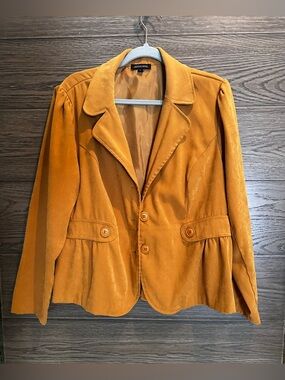 Notations Mustard Yellow Velvet Blazer Jacket